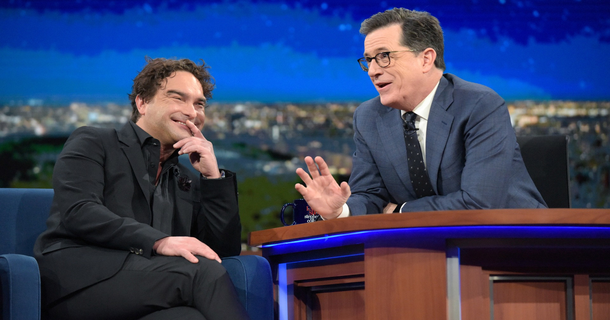 Image result for johnny galecki on stephen colbert